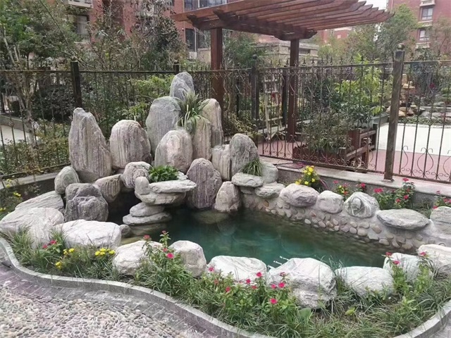 义乌庭院假山鱼池制作视频