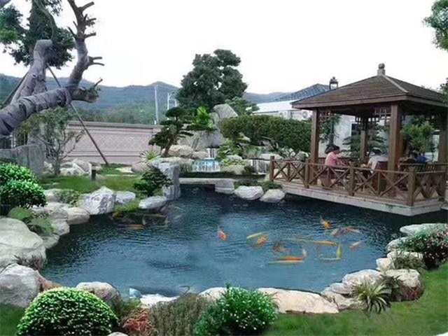 义乌庭院鱼池假山设计