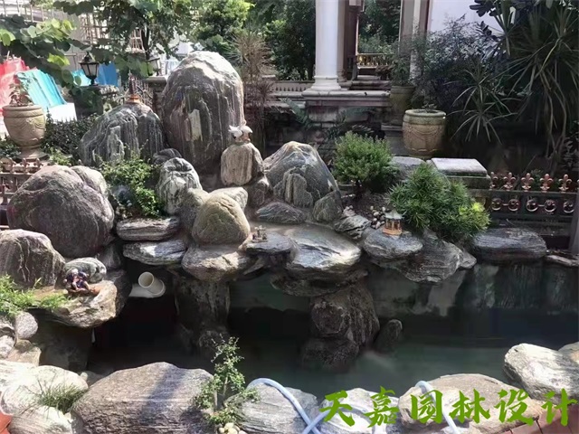 义乌假山流水喷泉鱼池制作